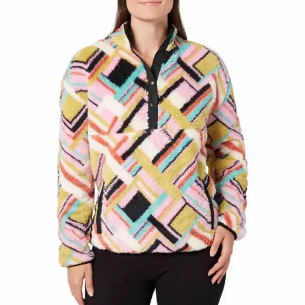 Hurley Women's Plus Size XXL Pink Pattern Soft Fleece Pullover Sweatshirt NWT